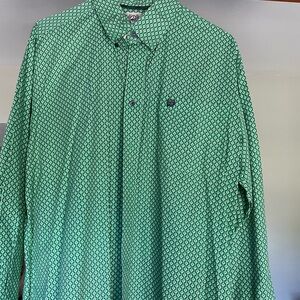 Cinch Green Geometric Print Shirt